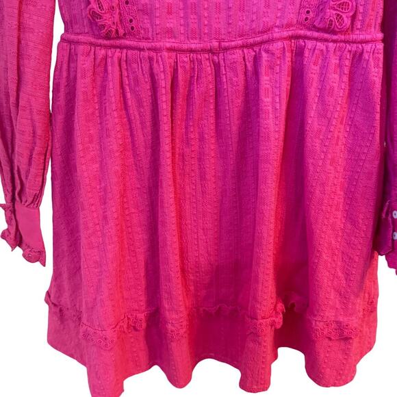 SCOTCH & SODA Schiffli Embroidered A-Line Mini Dress Hot Pink Sz EU 32 / US 2 - Picture 14 of 16